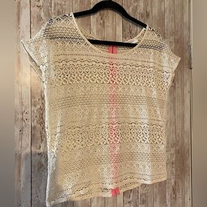 Zara Collection size medium women's lace top cream with eyelet hook back